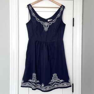 Vineyard Vines Blue Embroidered Fit & Flare Dress 10